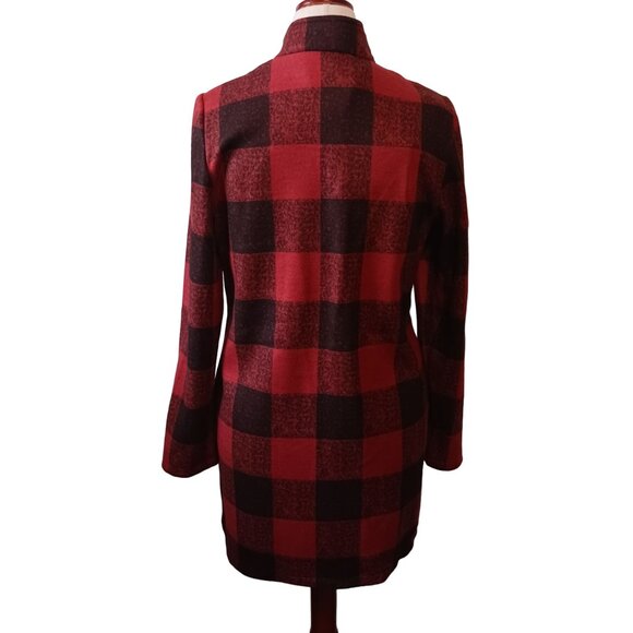 NEW VERO MODA Katrine Check Jacket in Red & Black with Snap Closure, XS - Picture 6 of 14